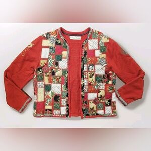 Super rare and authentic MAGs RAGs Christmas stiched Cardigan Sweater Womens L